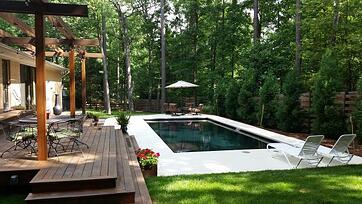 rectangular black fiberglass pool