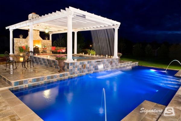 fiberglass pool with vanishing edge