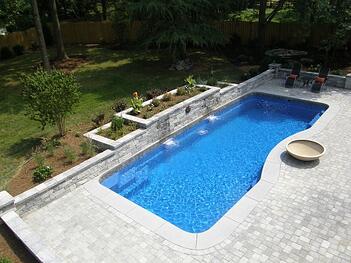 pool with retaining wall