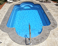 fiberglass pool install by river pools and spas in fairfax va with handrail