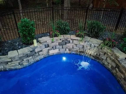 004. Waterfall feature on our gorgeous O30 pool maya blue