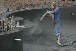 Gunite swimming pool construction