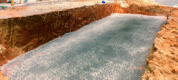 Gravel floor under the pool shell