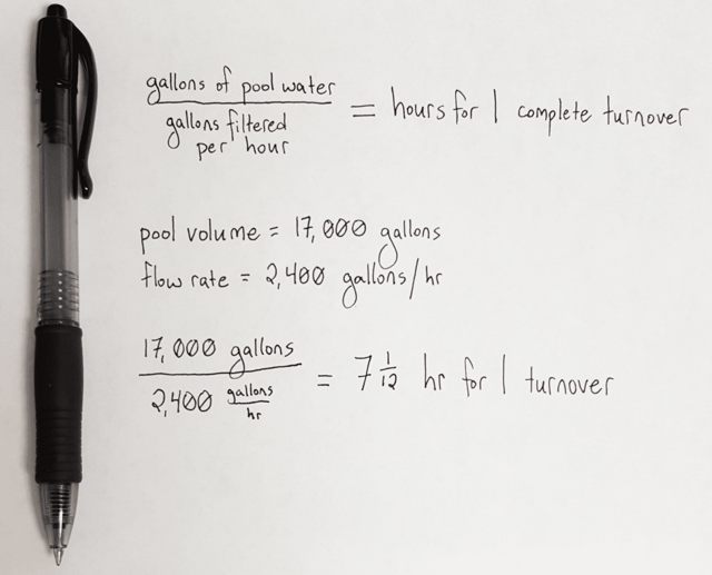 pool formula for flow rate and turnover rate