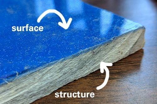 surface and structure of a fiberglass pool shell sample