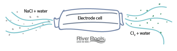 Salt water generator - the electrode cell converts salt to chlorine in the water