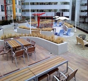 tables and chairs on patio