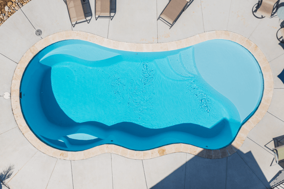 Aerial shot of I30 pool model by River Pools.