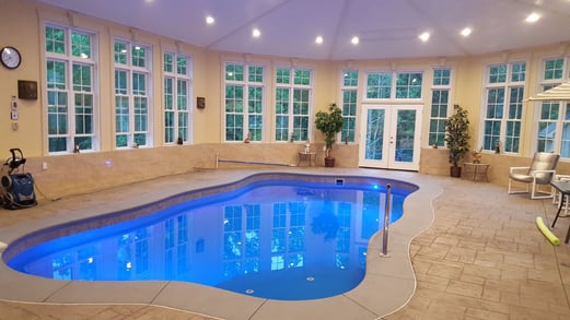 Indoor fiberglass swimming pool