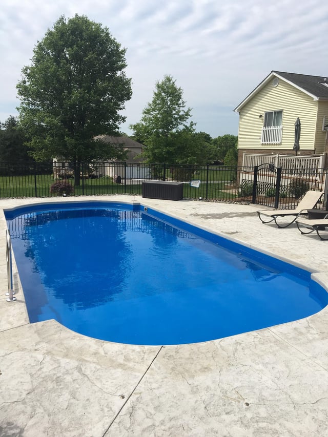 L36 inground fiberglass pool with tanning ledge
