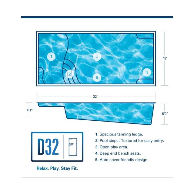 Rectangular D32 pool design by River Pools