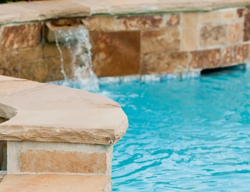 Pool wall with water feature