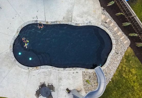 aerial view of fiberglass black bottom pool