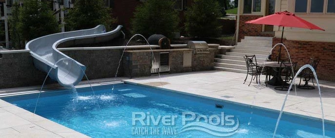 pool slide on fiberglass pool