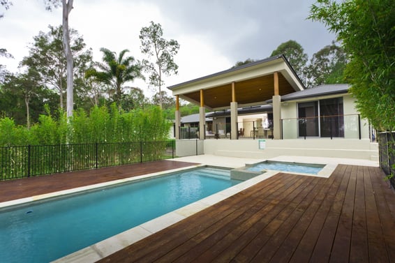 Swimming pool with deck
