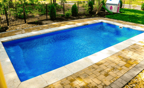 R20 small inground fiberglass pool with seats