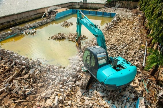 Concrete gunite pool demolition