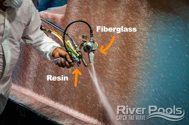 Fiberglass and resin application on fiberglass pool