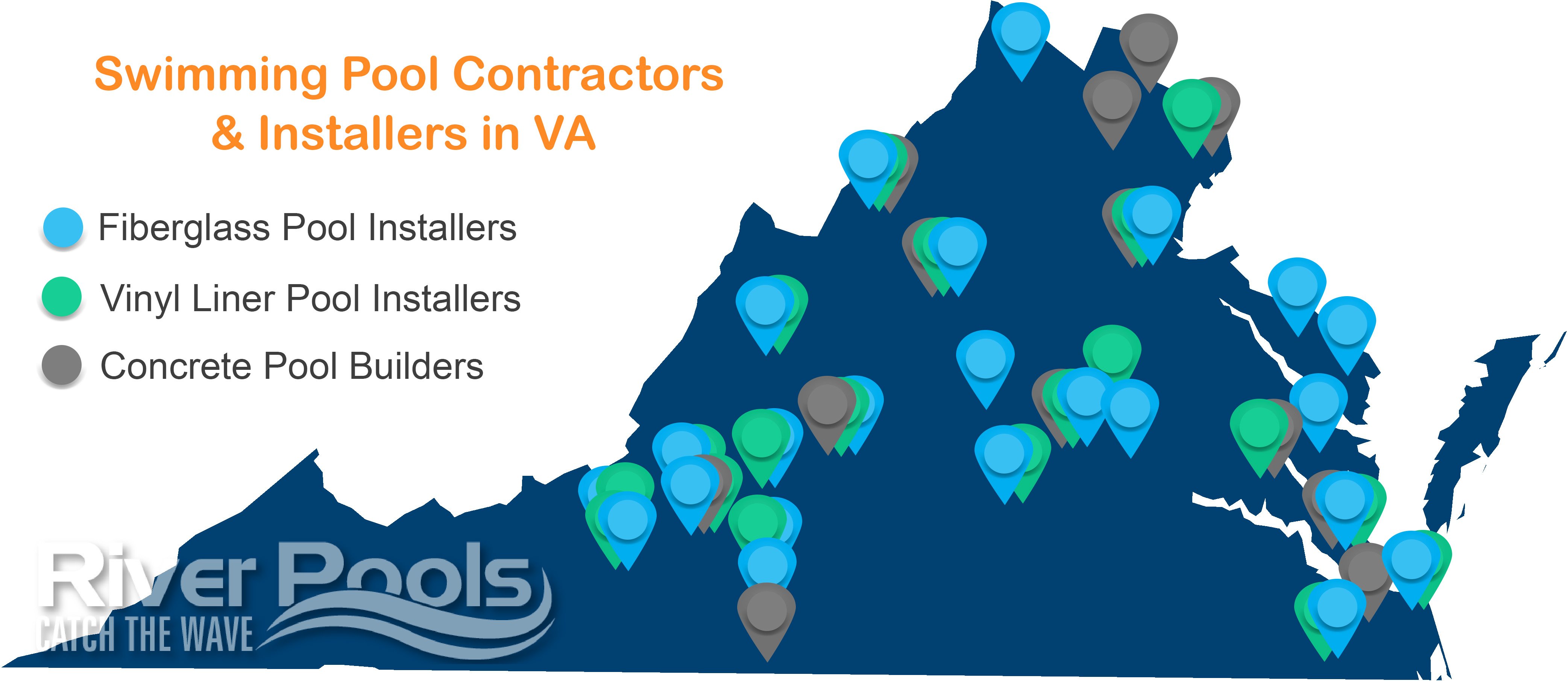 Virginia swimming pool contractors and installers map
