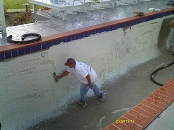 concrete pool plaster application