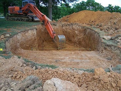 Excavating for inground pool - how to build a concrete swimming pool