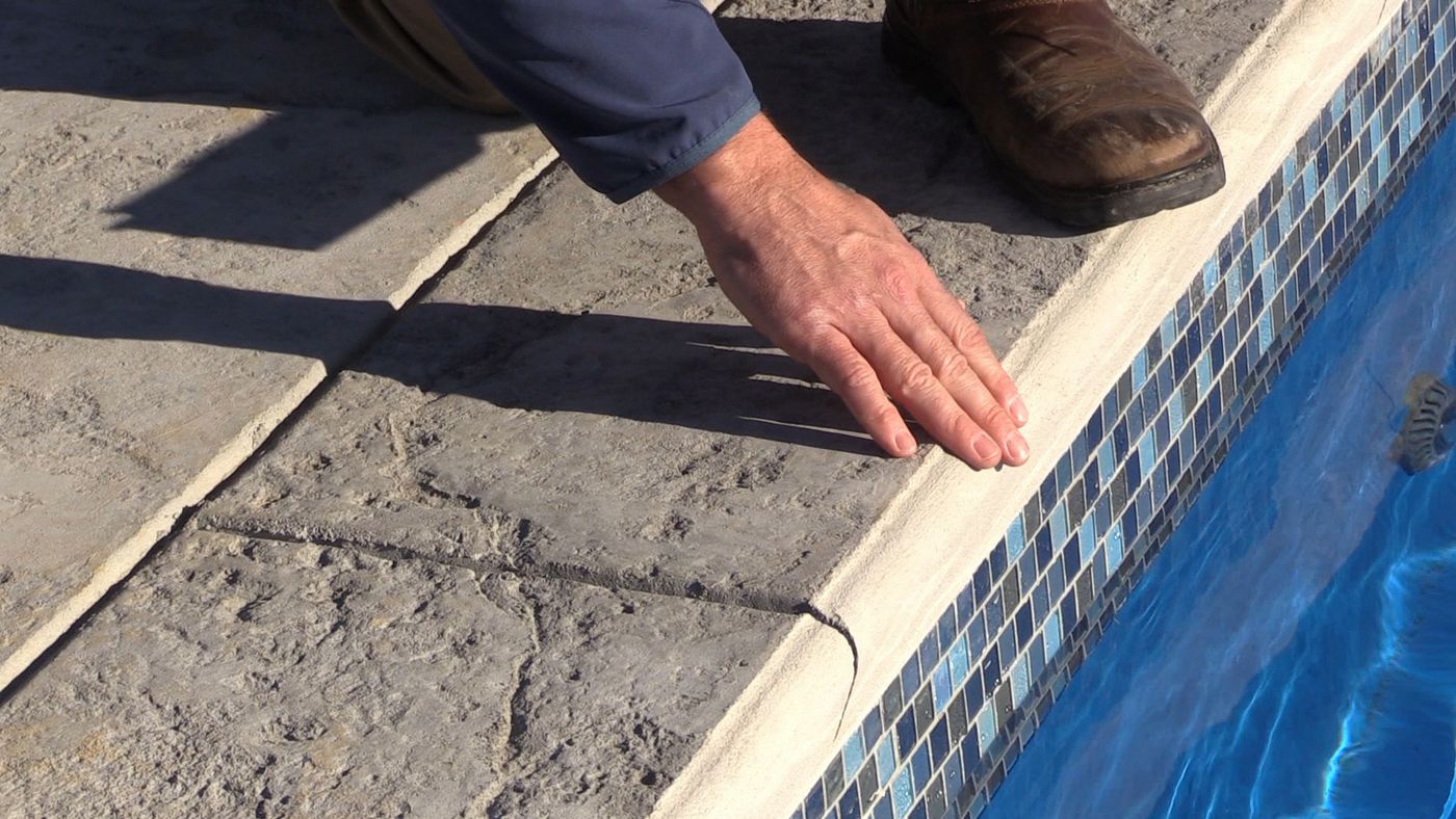 Concrete coping on a pool