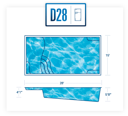 D28 fiberglass pool shell