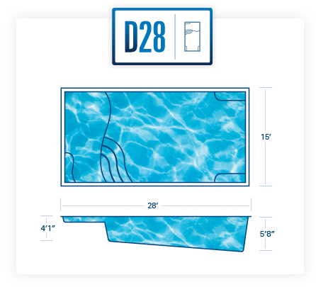 D28 fiberglass pool shell