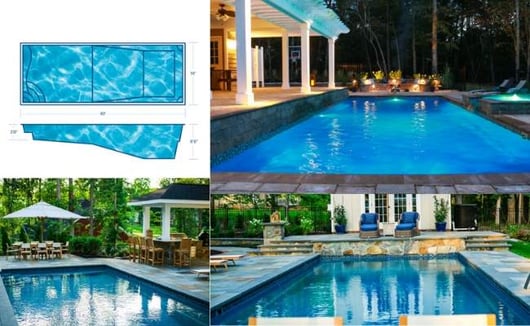 T40 deep end fiberglass swimming pool