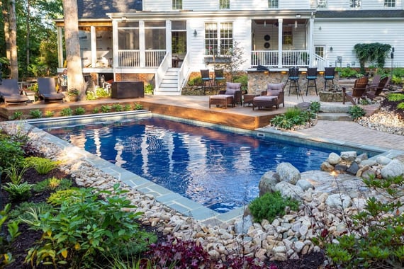 Fiberglass pool installation in Williamsburg, Virginia.