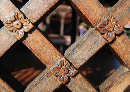 lattice wood pool fence