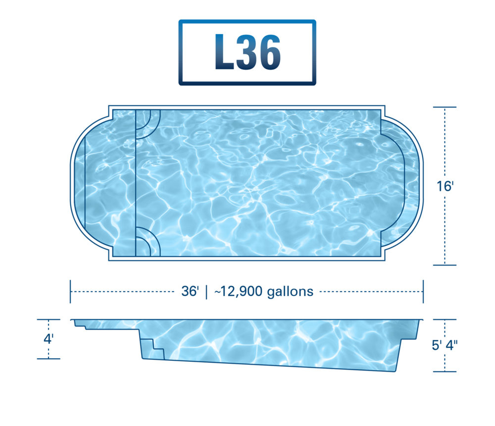 L36 Fiberglass Pool | River Pools & Spa