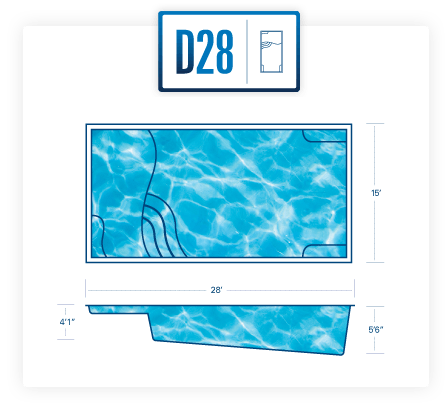 Riverpool D28 fiberglass pool