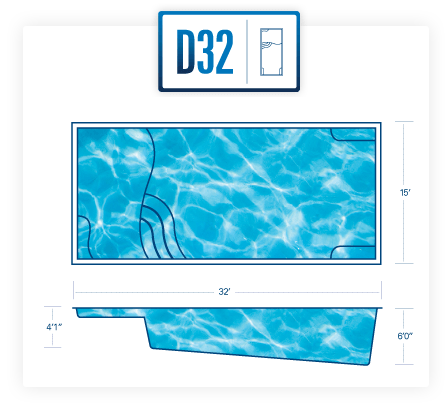 Riverpools D32 fiberglass pool