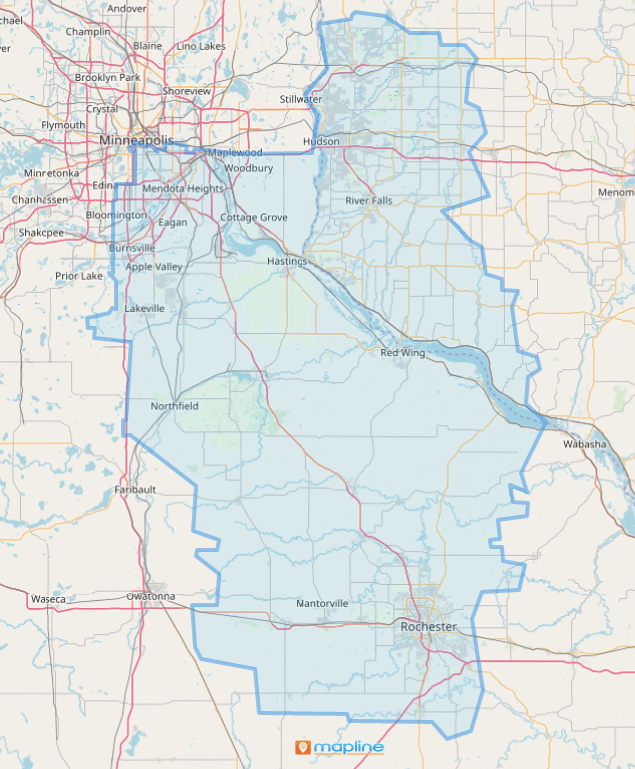 River Pools Red Wing Territory Map
