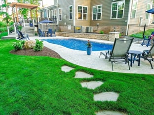 C35 pool in maya blue color in this well decorated backyard