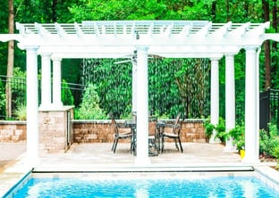 G36 fiberglass pool in california color with a waterfall feature