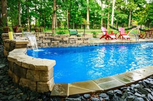 O30 pool with a waterfall feature is a little slice of paradise in your backyard