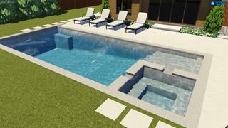 rectangle fiberglass pool with spa