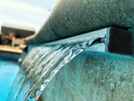 Fiberglass pool with waterfall