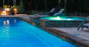 colored bubbler lights in an elevated tanning ledge