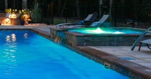 colored bubbler lights in separate tanning ledge