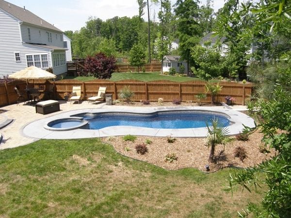 Ferns and small plants around pool