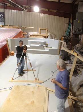 Using a laser level in a fiberglass pool pattern