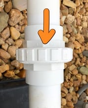 the union (fitting) between the pool pump and the valves