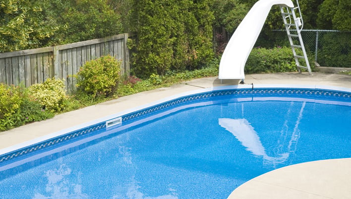 vinyl liner pool with slide