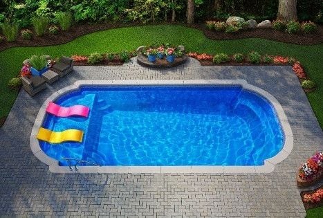 L36 pool-Tanning ledge fiberglass pool